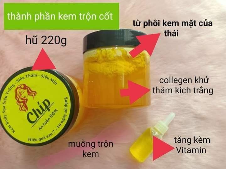 kem kích trắng body chip tặng kèm kích trắng + muỗng
