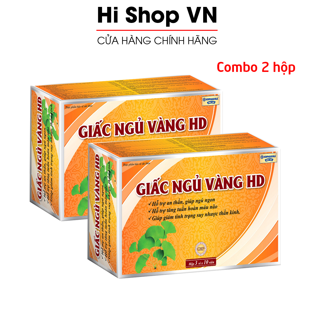 Combo 2 hộp ngủ ngon thảo dược Giấc Ngủ Vàng HD dưỡng tâm an thần, giảm stress mất ngủ - Hộp 30 viên