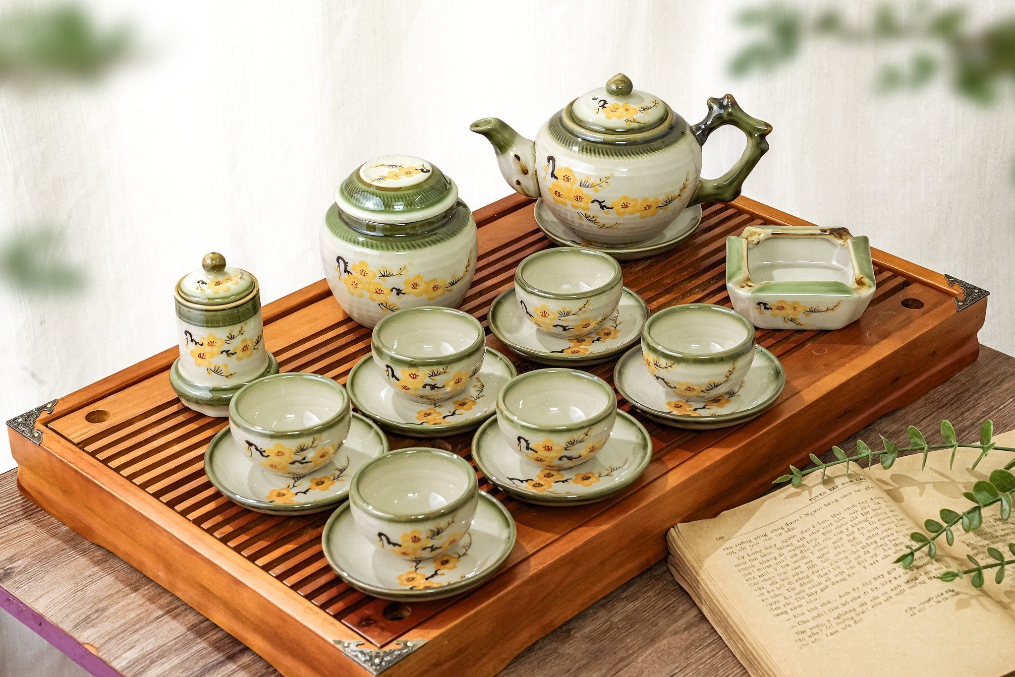 Ấm chén gốm sứ bát tràng bộ ấm chén pha trà cao cấp bộ trà đẹp