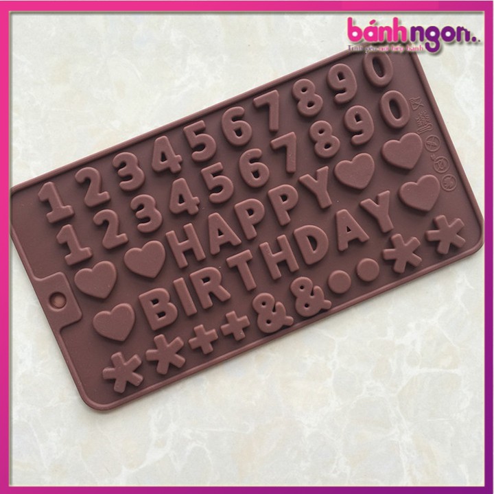 Khuôn silicon đổ socola, rau câu happy birthday và chữ số 1.7cm x 3mm
