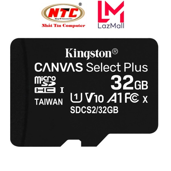 [Voucher 8% tối đa 800k cho đơn từ 150k] Thẻ nhớ microSDHC Kingston Canvas Select Plus 32GB U1 V10 A1 100MB/s (Đen) - Không Adapter - Nhat Tin Authorised Store