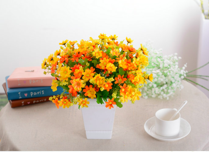 Hoa Giả -28 bông Hoa Lụa cúc nhí 7 cánh - HG82