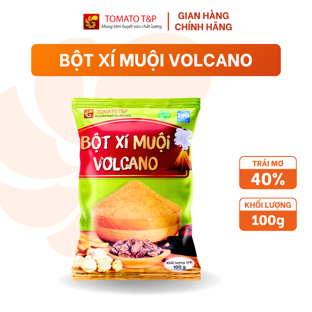 Bột Xí Muội Volcano dùng để lắc khoai lang, chấm trái cây, pha chế trà dâu - Gói 100gr - Tomato T&P