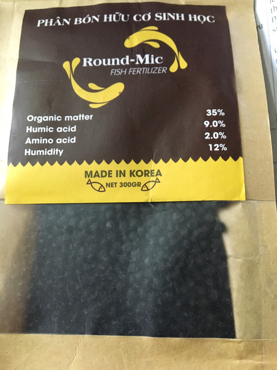Phân cá hữu cơ round-mic Hàn quốc gói 300gr