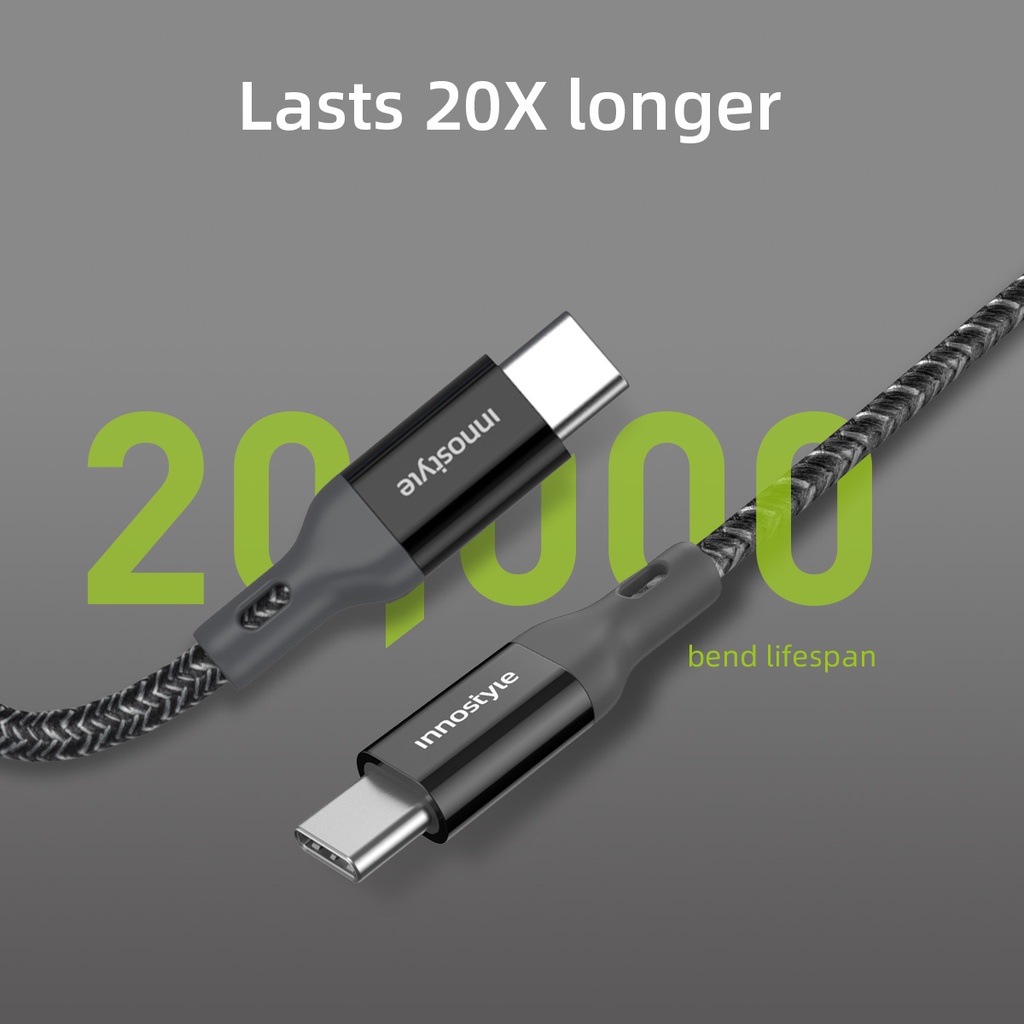 Cáp sạc innostyle powerflex usb-c to c 1.5m 60w - hàng chính hãng