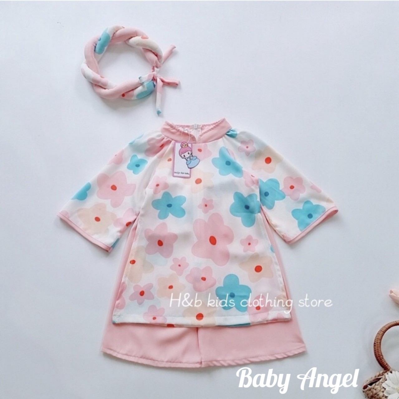 [8-20kg]Áo dài bé gái,Áo dài kèm Mấn Chất Lụa Mango siêu mềm mịn
