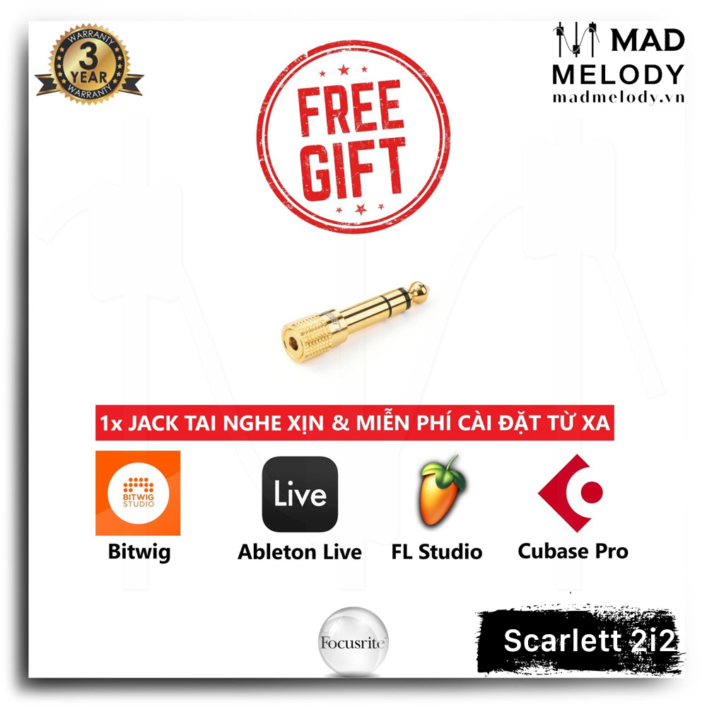 Focusrite Scarlett 2i2 USB Audio Interface (3rd Gen) [soundcard thu âm/kiểm âm 2i2 Gen 3, thế hệ 3, NEW]