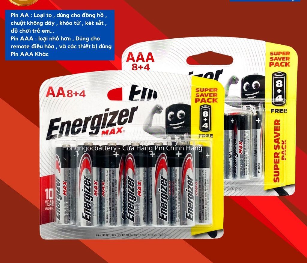 Pin AA , AAA - Pin Energizer 1,5V Siêu Bền - Hàng Chính Hãng