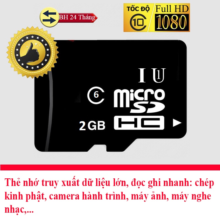 Thẻ nhớ micro SD 2G chất lượng, truy xuất dữ liệu cao Class 6 - BH 12 tháng