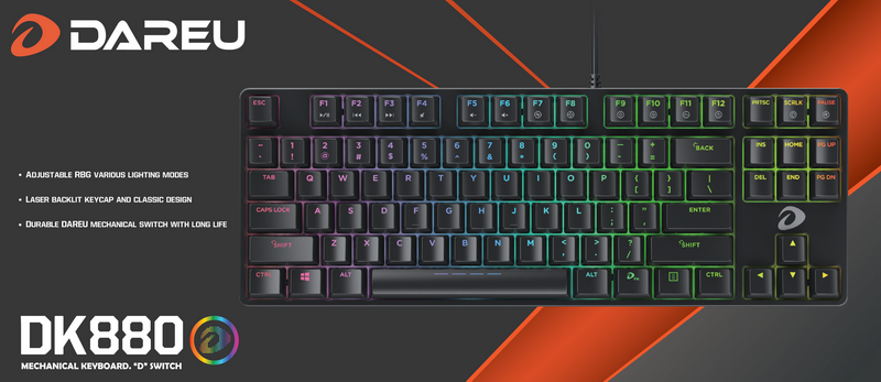 Bàn Phím Cơ Có Dây DareU DK880 RGB D Switch Tenkeyless