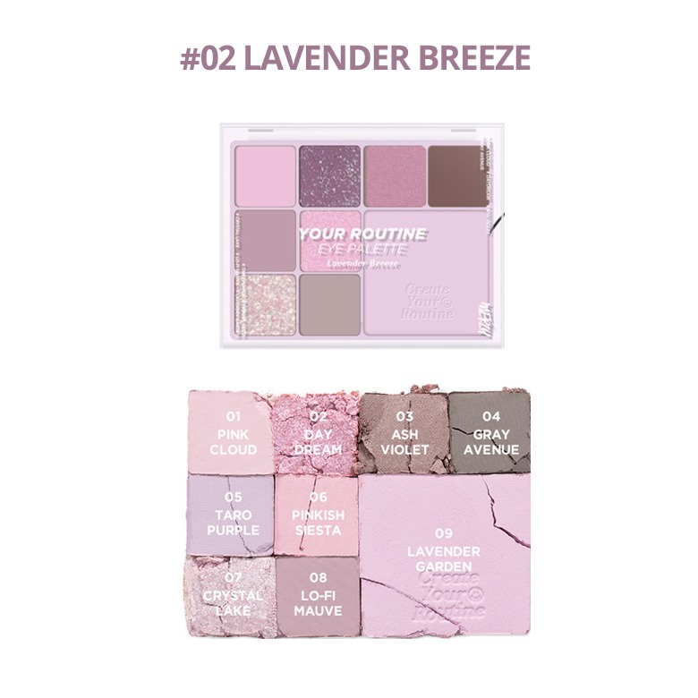 Bảng phấn mắt và má hồng đa năng 9 ô màu merzy your routine eye palette