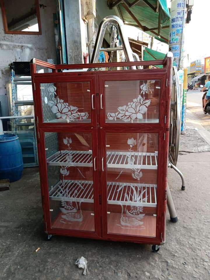 Tủ chén nhôm kính