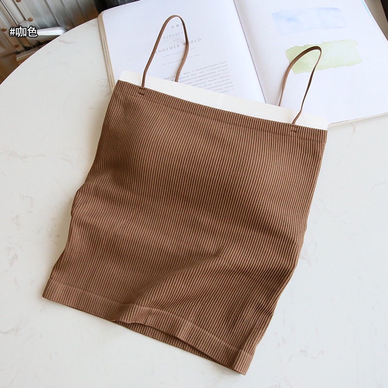 Áo 2 dây dáng dài có đệm ngực sẵn bra 2 dây thun tăm co giãn dáng dài mặc trong vest sơ mi cực xinh