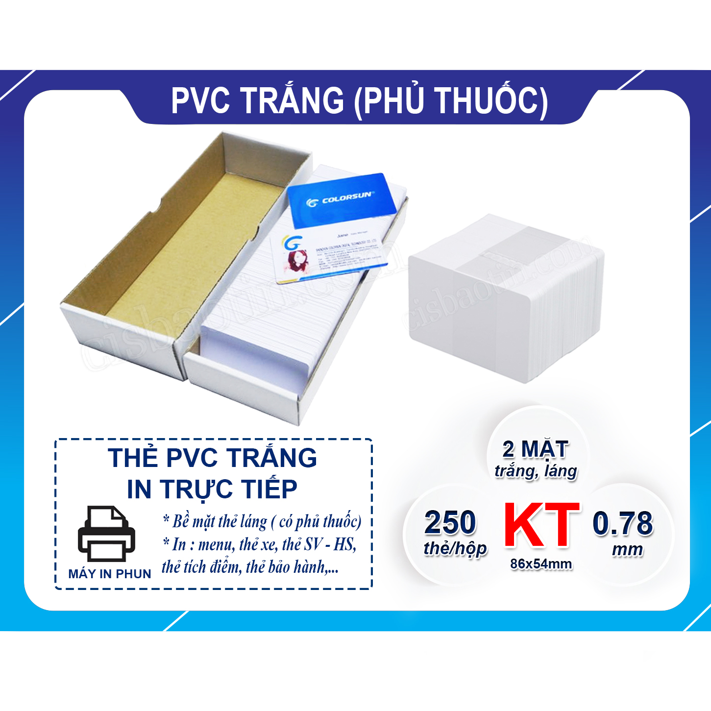 [HCM]PHÔI THẺ NHỰA PVC TRẮNG IN TRỰC TIẾP- 50 THẺ