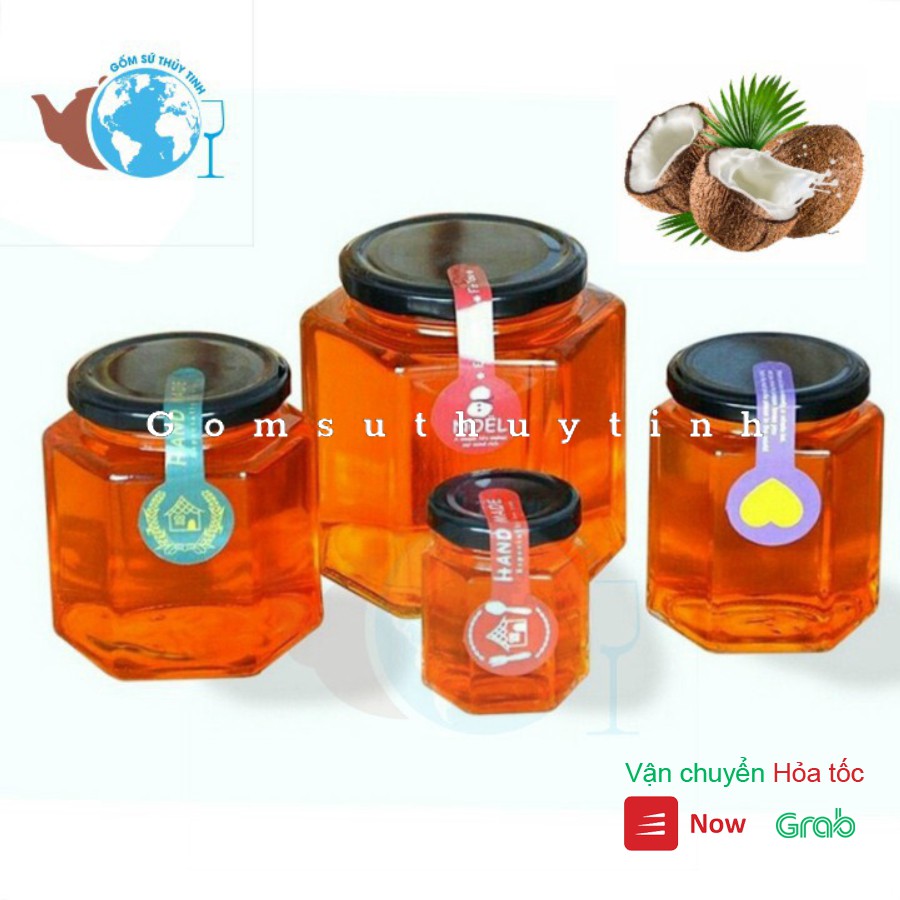Combo 10 Hũ thủy tinh lục giác 280Ml đựng thực phẩm