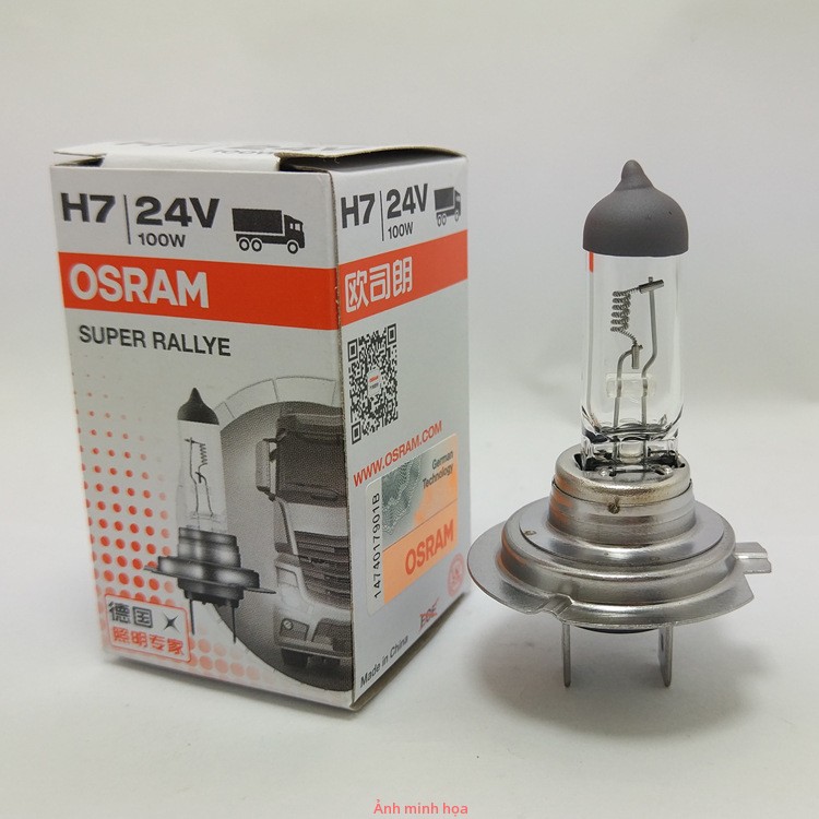 Đèn Pha Osram Bóng Công Nghệ Halogen Lắp Xe Ô Tô Tải Chân H1 H3 H4 H7 24V 100W
