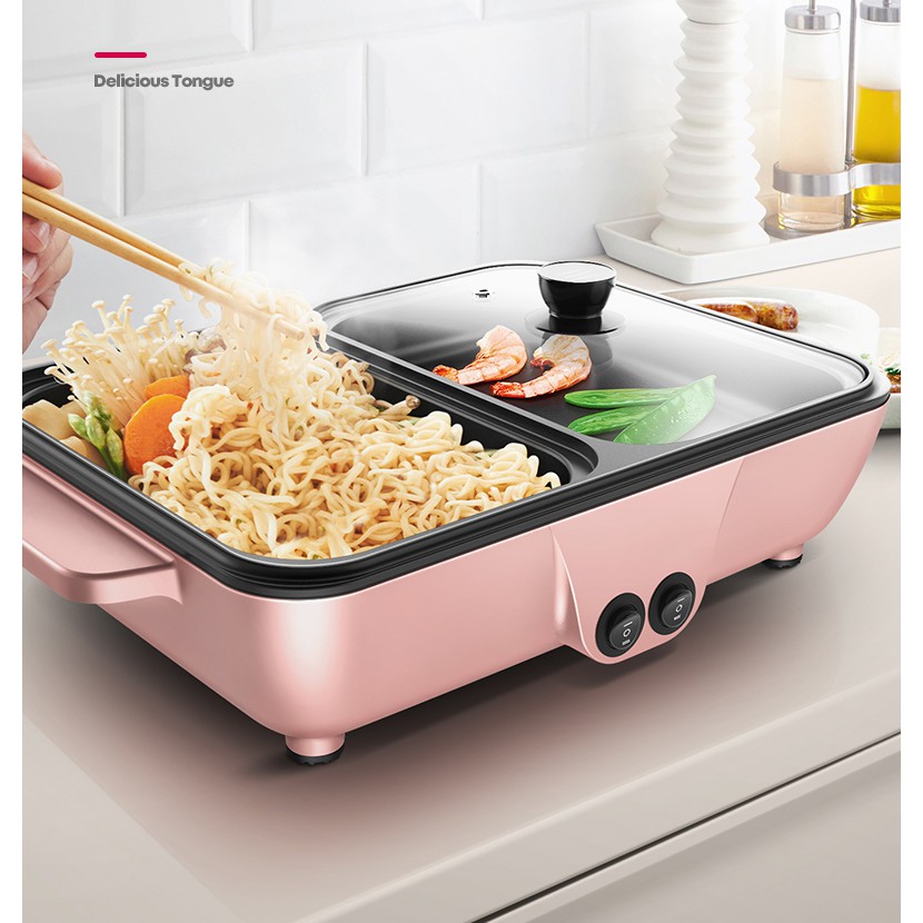 [HCM]Bếp điện lẩu nướng 2 ngăn mini