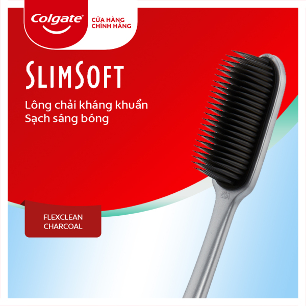 Bàn chải đánh răng Colgate than hoạt tính kháng khuẩn Slimsoft Flex Clean Charcoal nguyên khối nhập khẩu