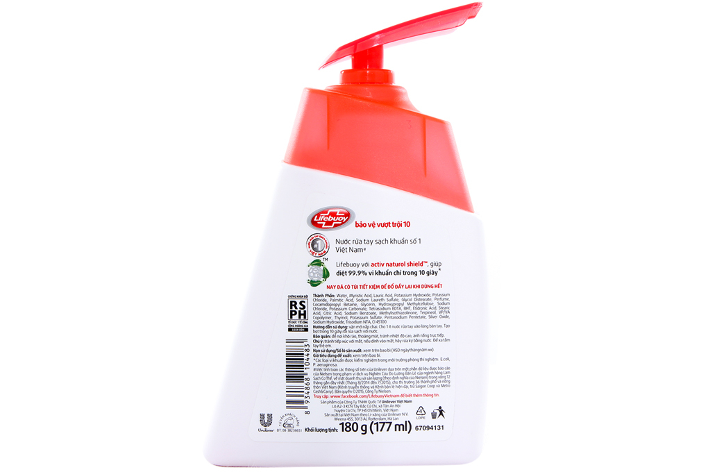 Nước rửa tay LIFEBUOY Diệt Khuẩn 180G (Đỏ)
