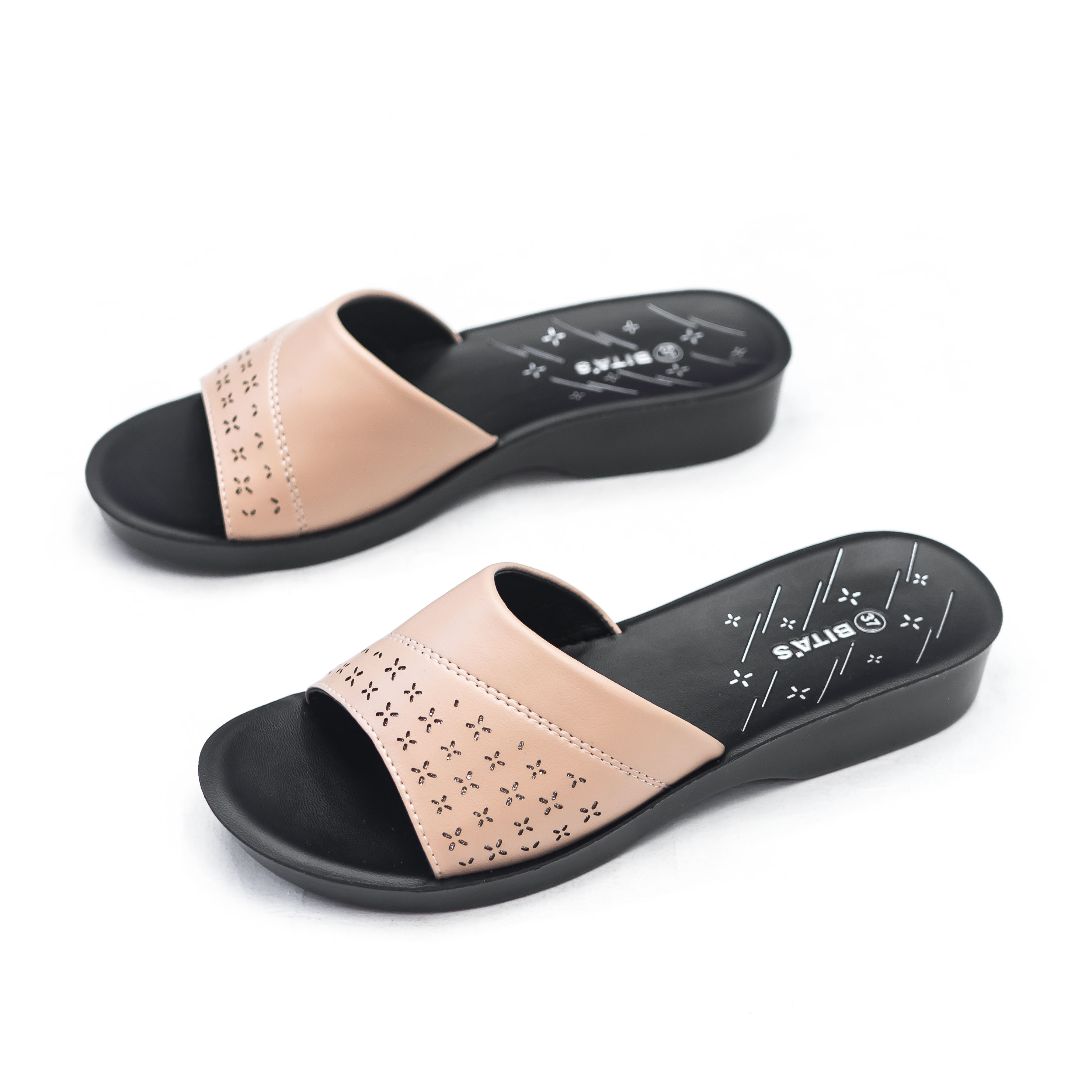 [Refund] Bita's Women's Low-Heel Sandals Dan.114 (Black + Red + Cream + Cow Gold) - Bitas