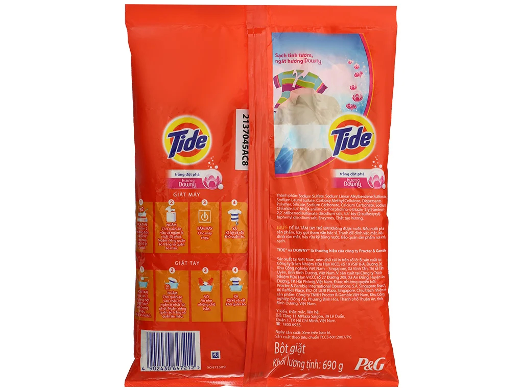 Bột giặt Tide trắng đột phá hương Downy 690g