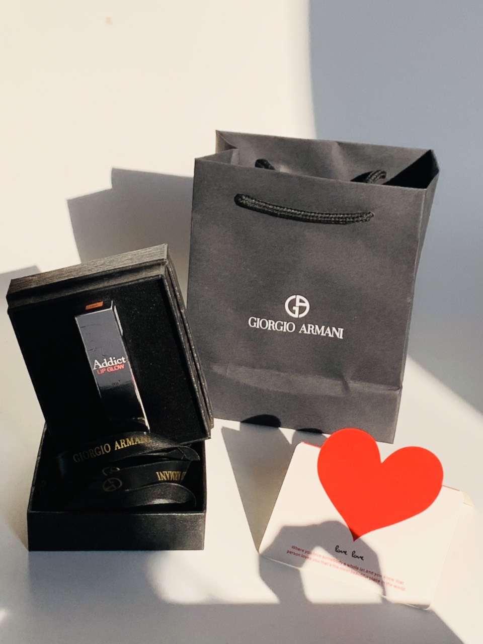 Set túi hộp đựng son Giorgio Armani (Màu đen)