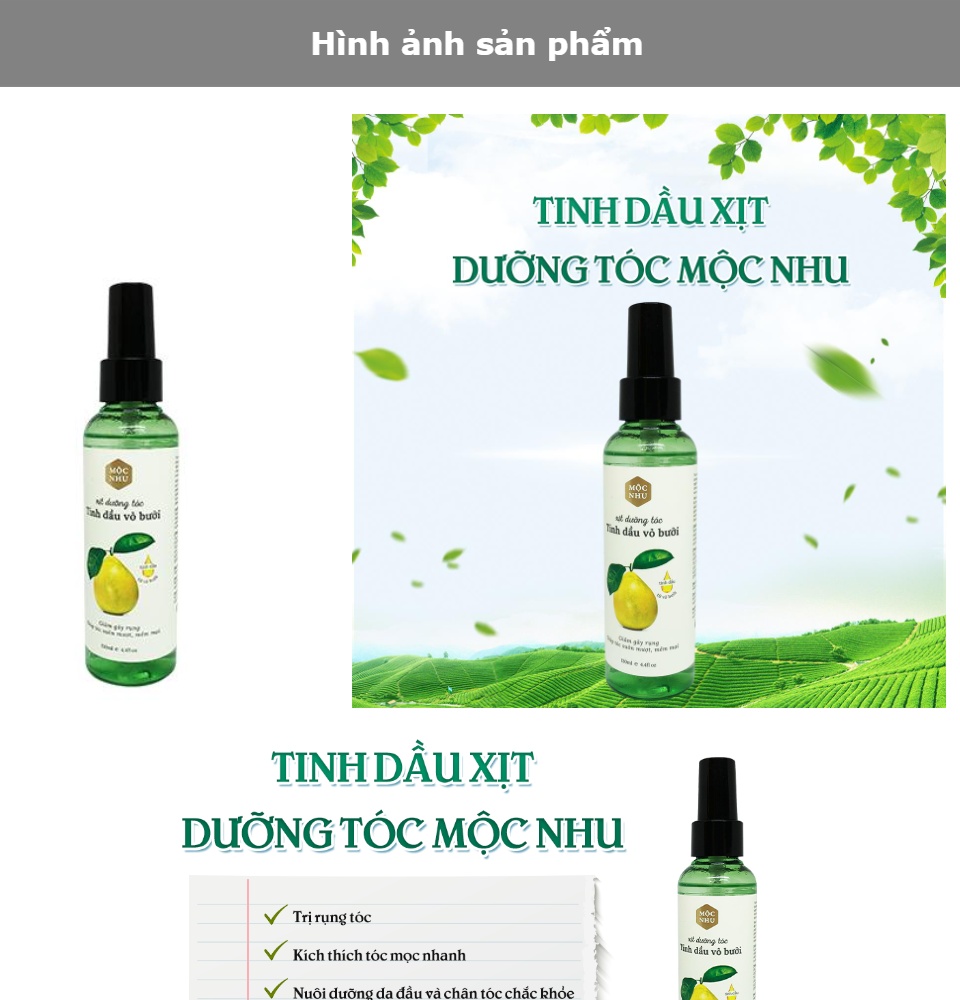 [HCM]Xịt Tóc Tinh Dầu Bưởi Mộc Nhu 130ml kích thích mọc tóc