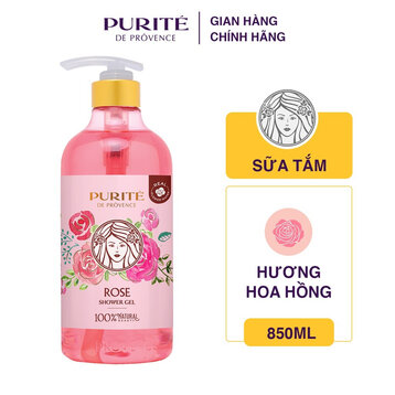 Sữa tắm Purité Chiết xuất hoa hồng 850ml + tặng kèm quà ngẫu nhiên