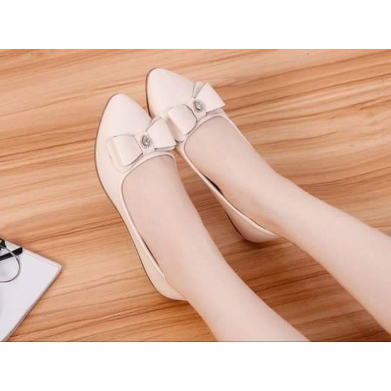 Giày búp bê da mềm đế cao 2p