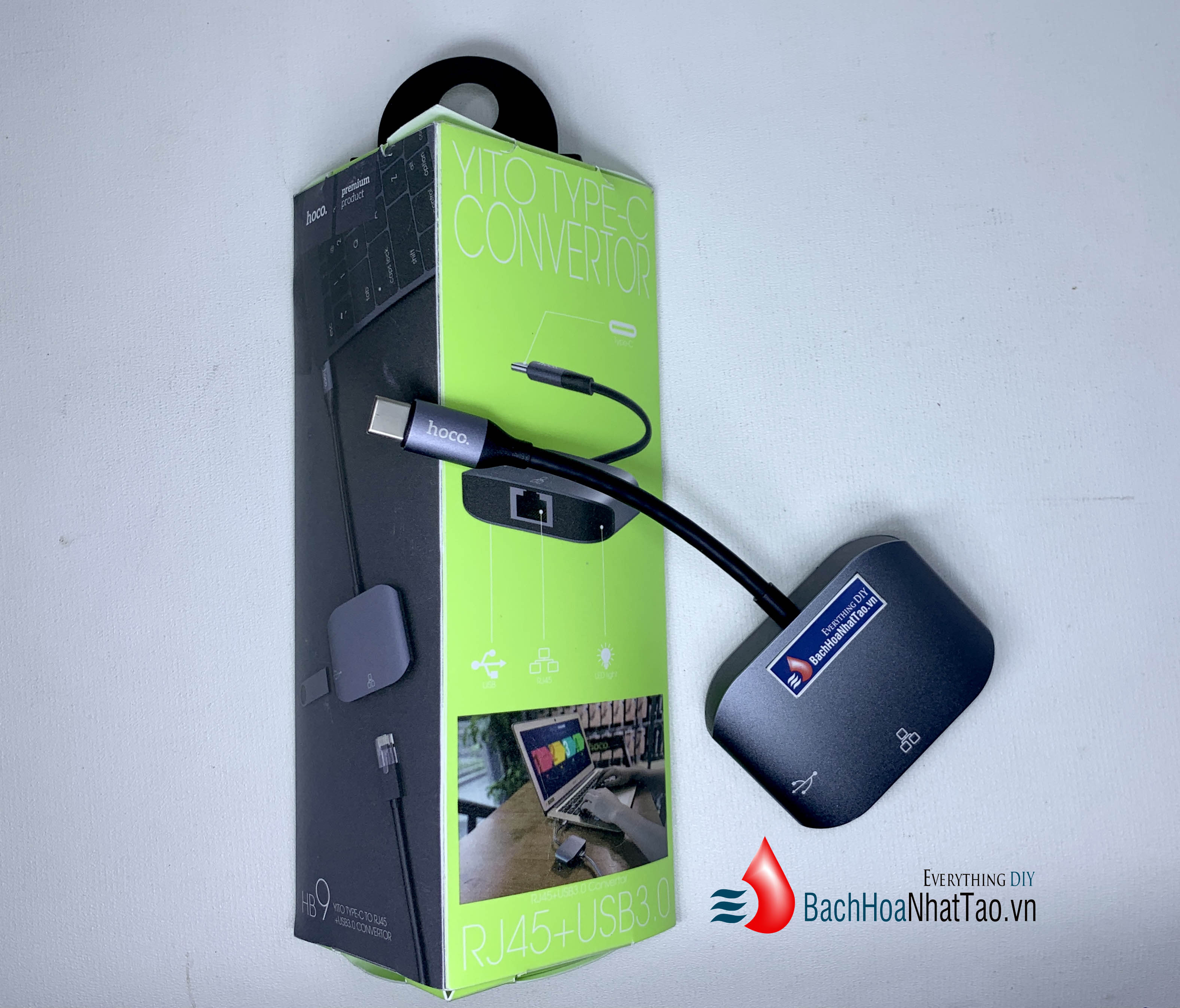 Hoco. HB9 Cổng Chuyển Đổi Type-C Sang RJ45+USB3.0