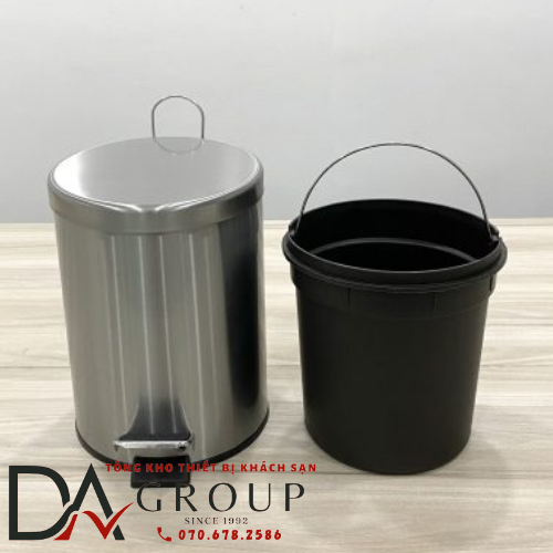 [HỎA TỐC HCM] THÙNG RÁC INOX ĐẠP CHÂN 5 LÍT MÀU ĐEN CAO CẤP
