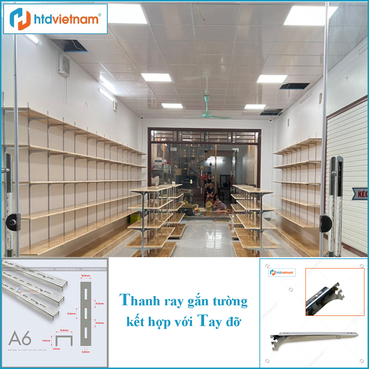 Tay đỡ kệ gỗ, kính cài thanh ray M32M33
