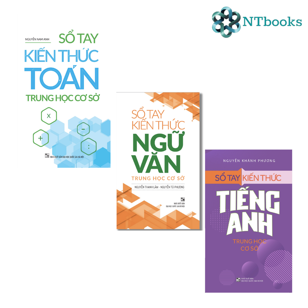 Sách: combo 3 cuốn sổ tay kiến thức toán + sổ tay kiến thức ngữ văn + sổ tay kiến thức tiếng anh trung học cơ sở - ntbooks