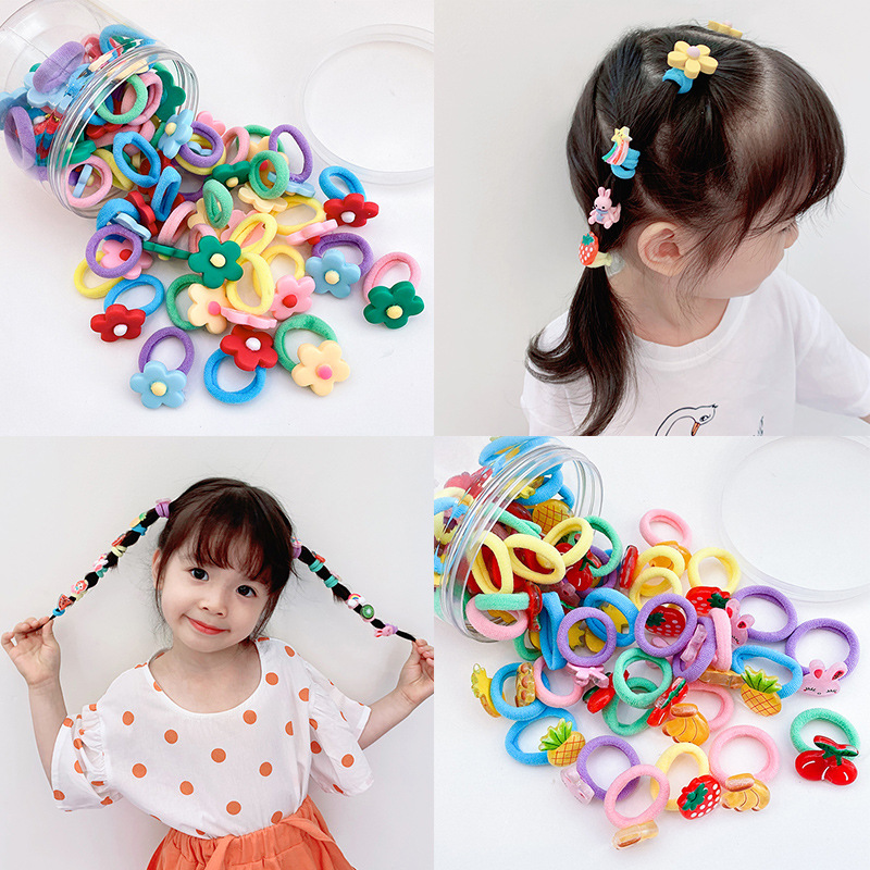 Xả kho set 10 dây buộc tóc hoa quả hình thú cho bé