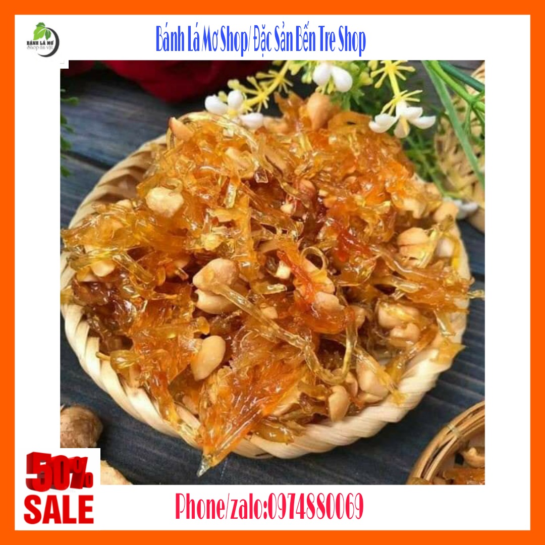 (Freeship) hủ 500gr Mứt gừng dẻo đậu phộng mè rang