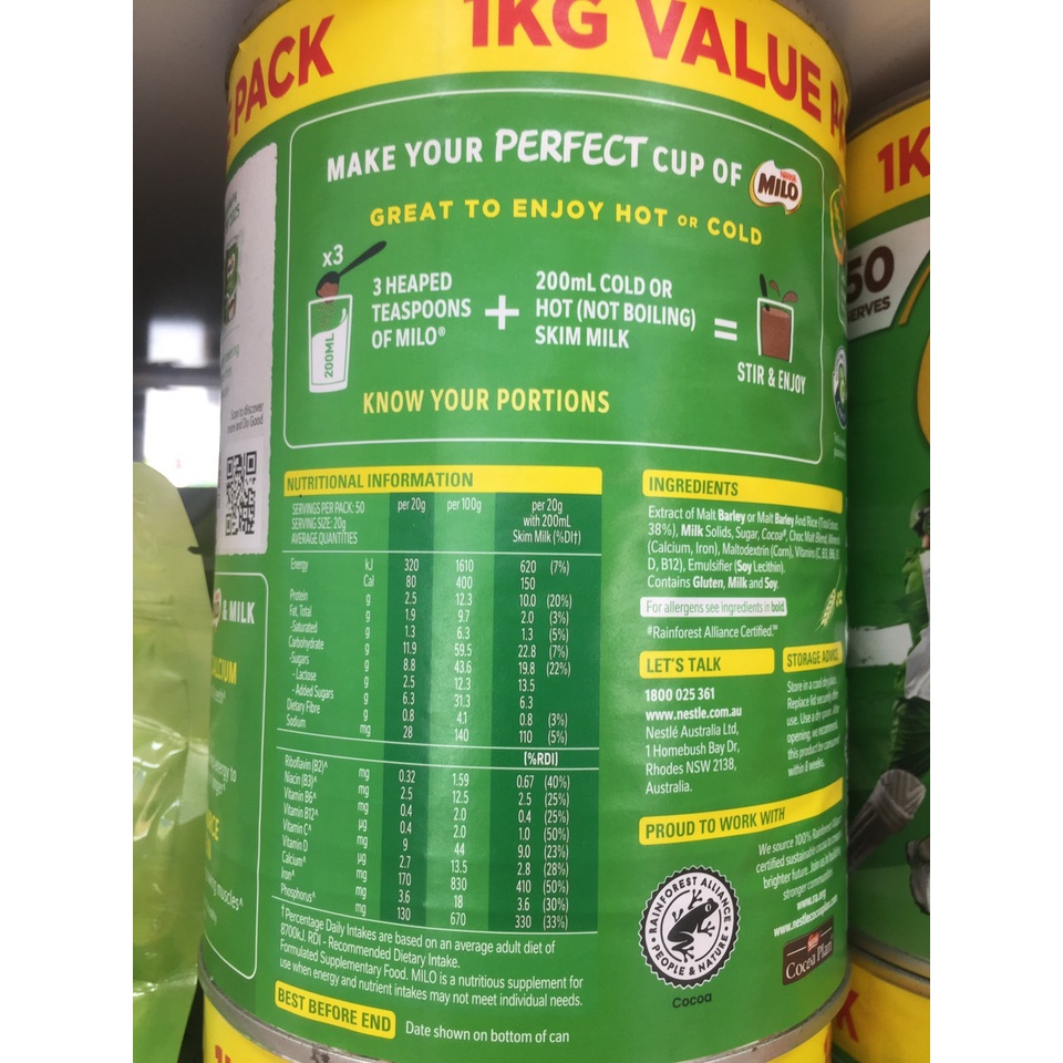 Sữa Milo nội địa Úc 1kg