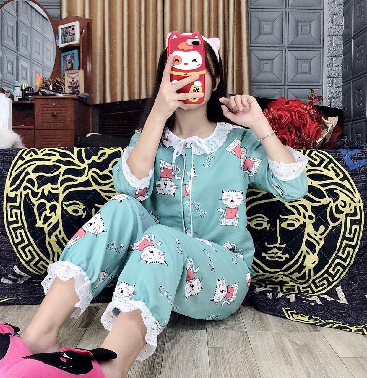 Sét bộ bèo ren lửng in hình mèo kate-MTB