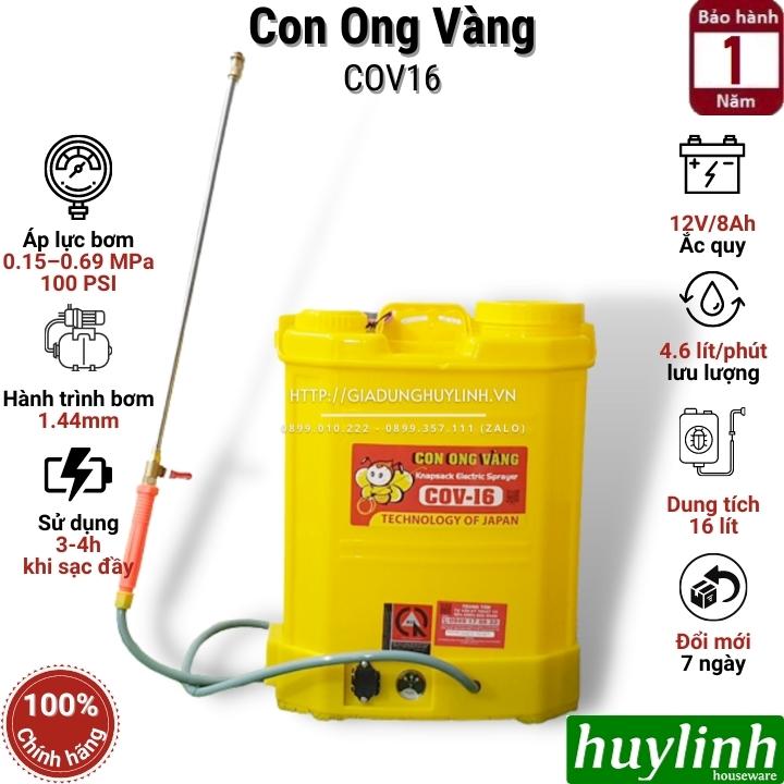 Bình xịt điện phun thuốc trừ sâu Con Ong Vàng COV16 - Dung tích 16 lít - 12V/8Ah