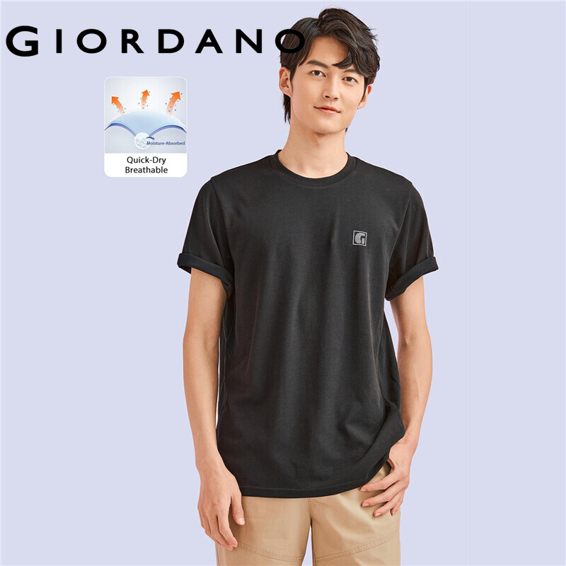 Áo thun nam T-shirt cổ tròn ngắn tay chất mát lạnh nhanh khô với công nghệ cao phối họa tiết mùa hè thoải mái thể thao sport Giordano Free Shipping 01022387