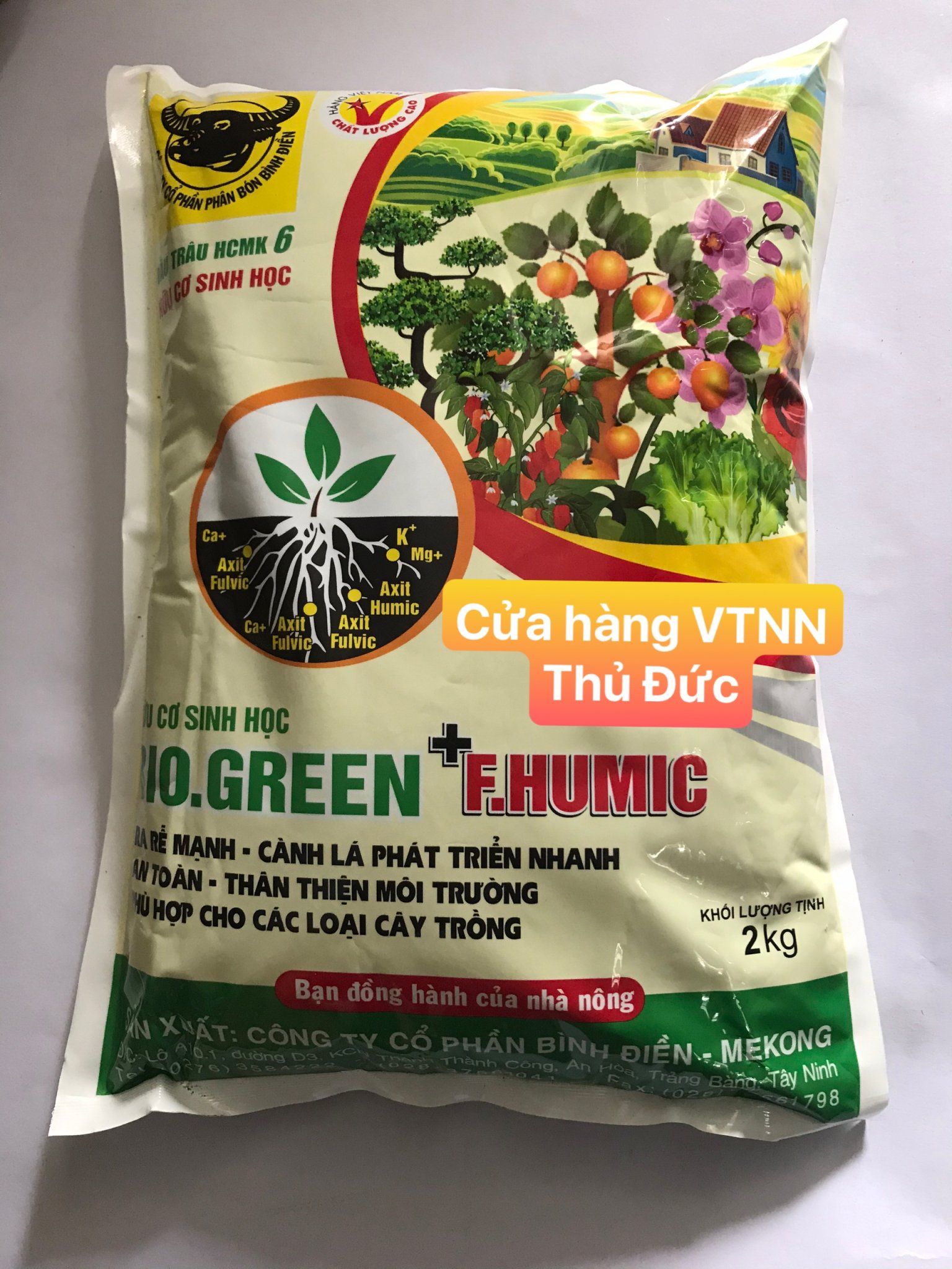 Phân hữu cơ sinh học BIO GREEN HUMIC RAU VÀ HOA KIỂNG Gói 2kg