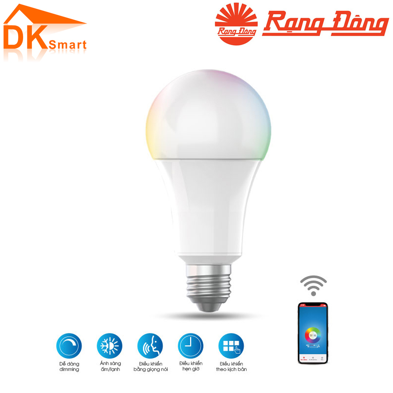Bóng đèn LED BULB A60 RGBW/9W.WF Kết Nối Wifi Rạng Đông, Bảo Hành 12 Tháng - Hàng Chính Hãng