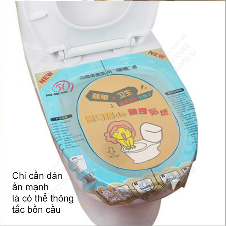 Miếng dán thông tắc toilet - bồn cầu đơn giản, tiện dụng (dán và ấn để thông tắc)