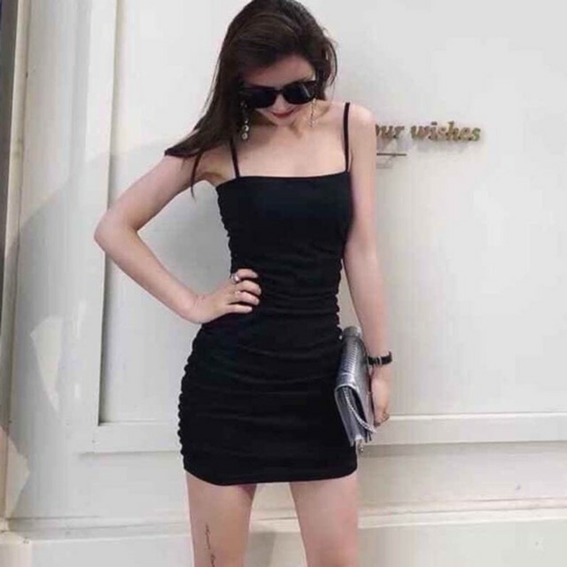 Váy đầm body hai dây dúm eo SIÊU ĐẸP