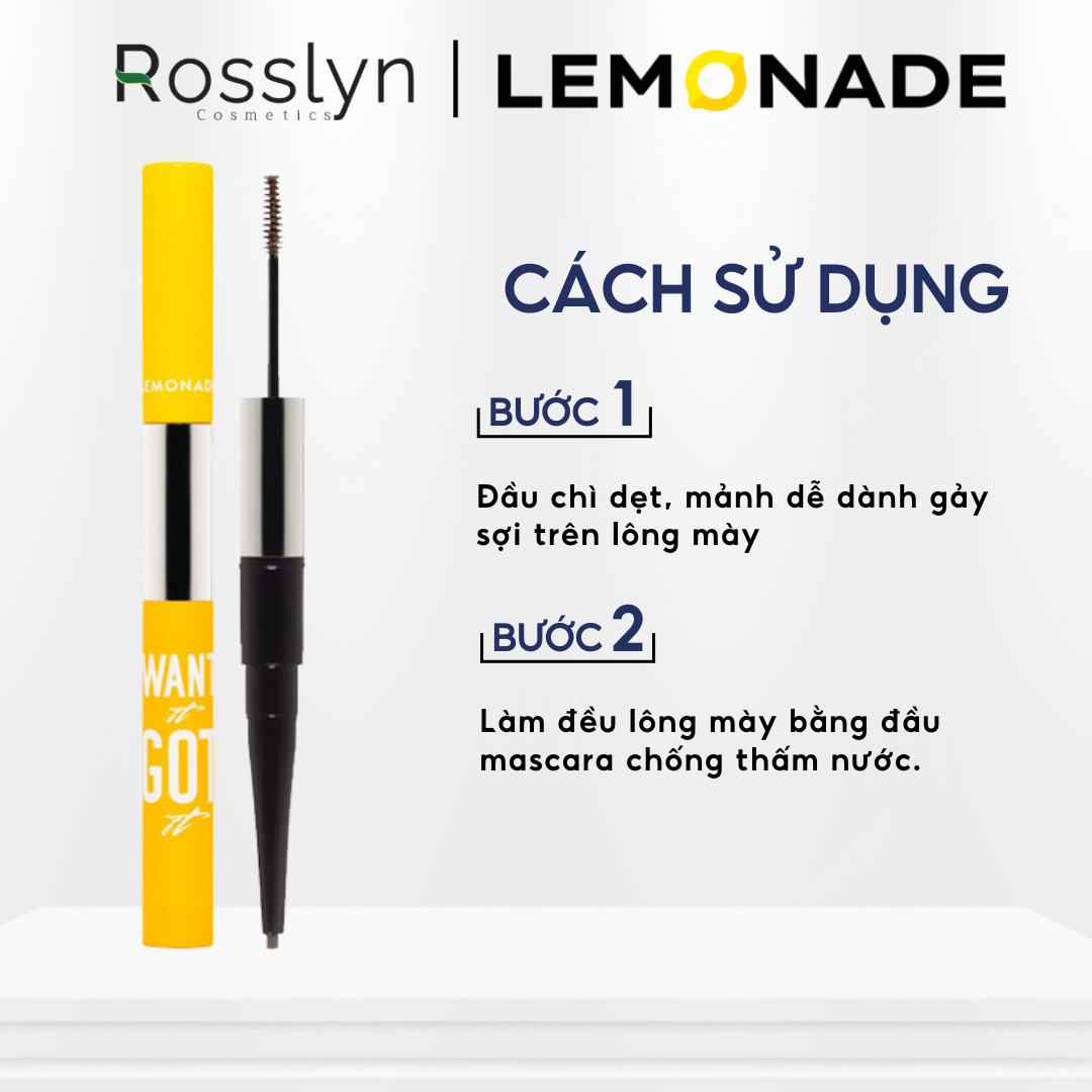 Chì Kẻ Mày 2 Đầu Lemonade Want It Got It Dual Eyebrow 2g+2ml Rosslyn