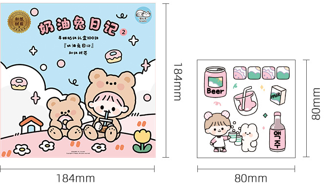 Set 100 sticker Hàn Quốc dễ thương có tách lẻ