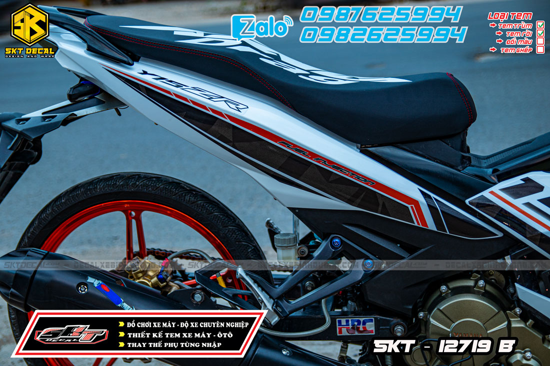tem exciter 150 trắng đen y15zr (rời)