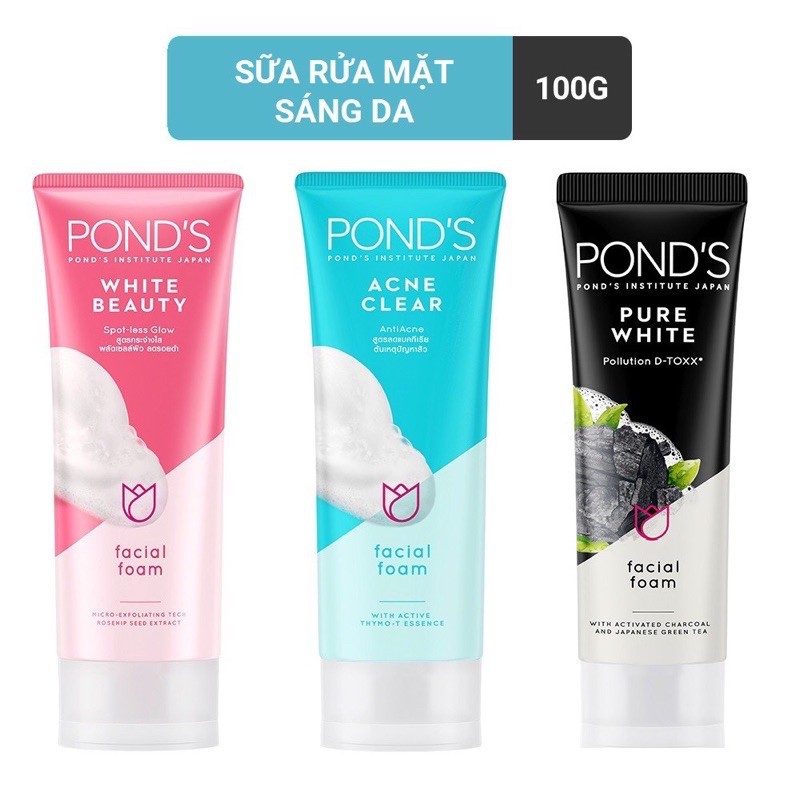 [HCM]Sữa rửa mặt Ponds trắng da tinh khiết tuýp 100gr