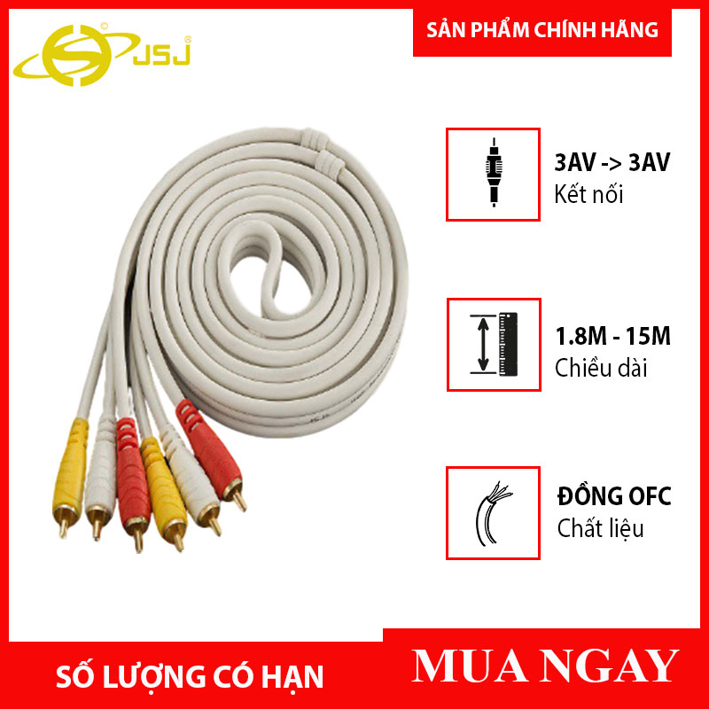 [HCM]Dây Tín Hiệu 6 Đầu Bông Sen ( RCA ) Dài 1.8m JSJ-6431