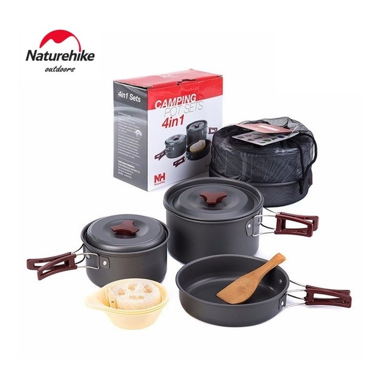 Bộ nồi dã ngoại 4 in 1 naturehike nh15t203-g dành cho 2-3 người