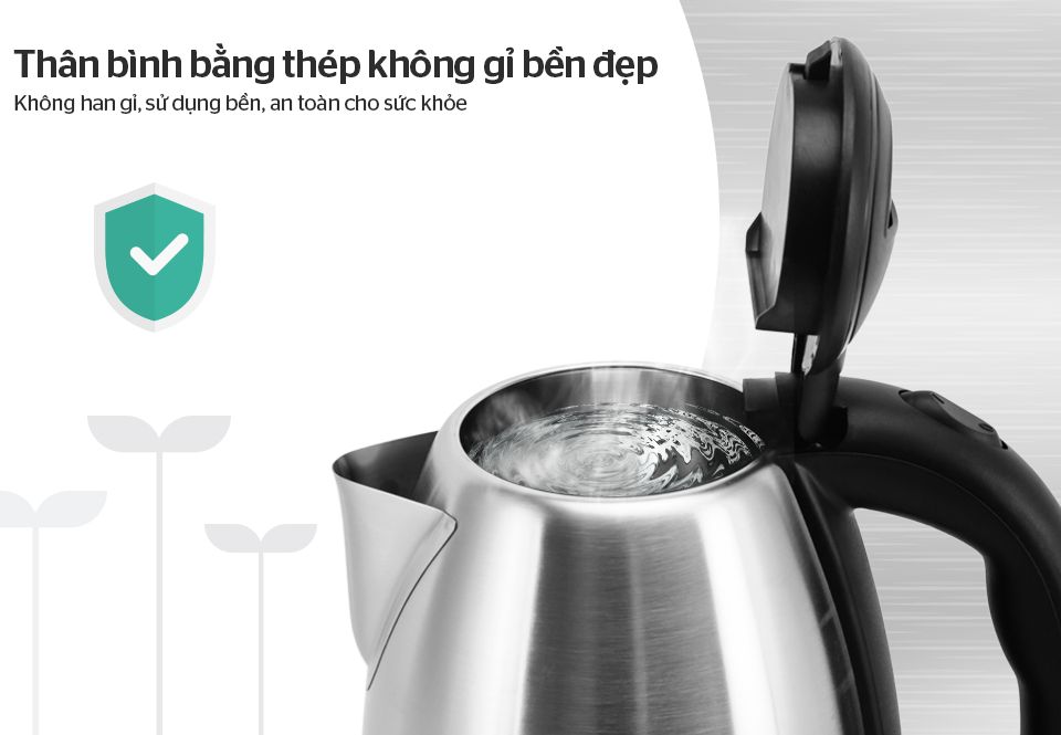 Ấm Siêu Tốc Inox 1.8L - Bình Đun Siêu Tốc Sunhouse